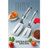 2 li Inox Spatula Seti – Pizza, Tatlı, Et Servisi İçin Ergonomik Tasarım