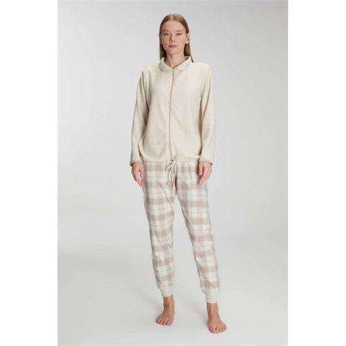 Kadın Fermuarlı Uzun Kollu Viskon & Pamuklu Pijama Takımı – Yumuşacık Dokulu, Ev Şıklığı