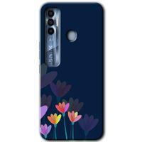 Tecno Spark 7 Pro Kılıf HD Desen Baskılı Arka Kapak+Temperli Cam - Çizim Çiçekleri