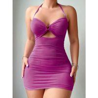 Kadın Mor Tül Kalp Detaylı Fantezi Gecelik 2175