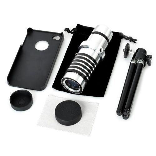 Iphone 5 5S - Iphone 4 4S Için Alüminyum 14X Optik Zoom Yakından Görüntü Çekme Dürbün