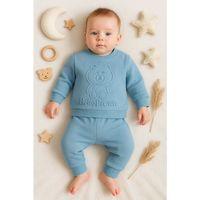 Bear Gofre Kabartmalı 2'li Erkek Bebek Takımı