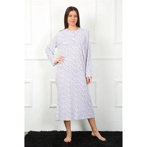 Özel Tasarım Kadın Mor Uzun Kollu Gecelik Anne Modeli
