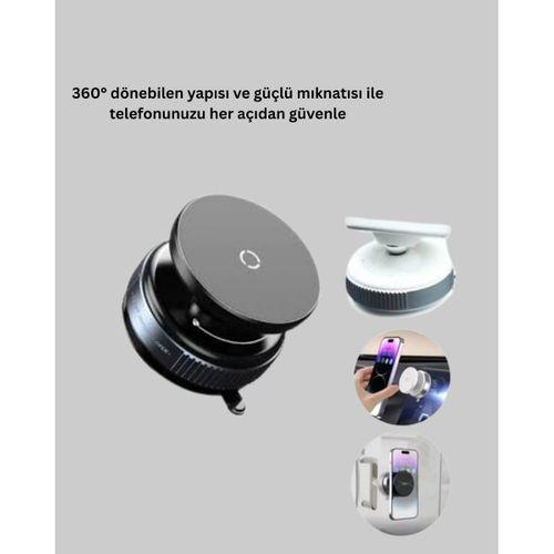 Araç İçi Manyetik Telefon Tutucu 360° Döner Vakumlu Stand