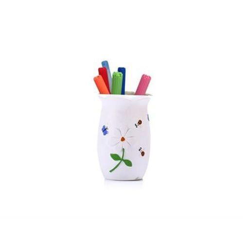 2 Adet Kalemlik Çiçekli Poliresin Model Ofis Gereci 7X7X10Cm