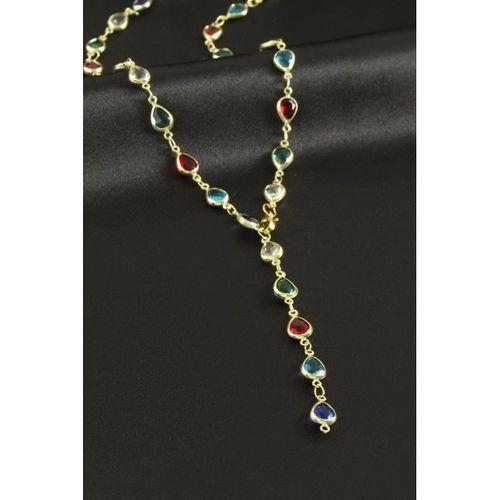 Damla Zirkon Taşlı Çelik Y Kolye