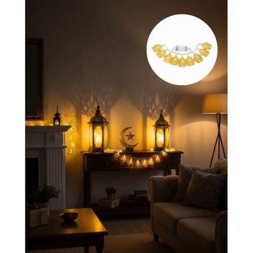 Ev Dekoru İçin Ramazan Led Işık Pilli Sıcak Sarı Cami Figürlü