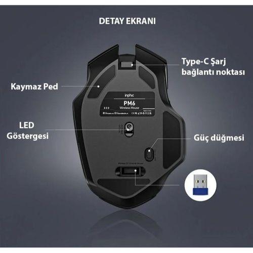 İNPHİC F1 Kablosuz Fare, Şarj Edilebilir Sessiz Kullanım 2.4G 500 mAh USB Mouse