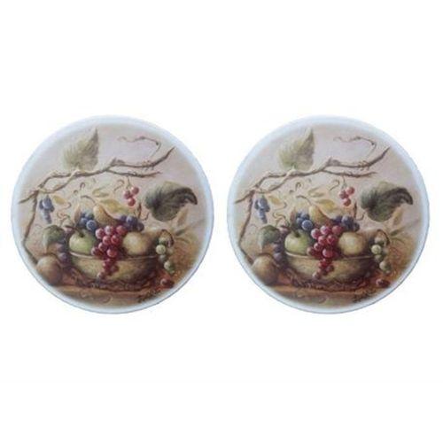 Seramik Bardak Altlığı 2 Li Set Üzüm Desenli 10X10Cm