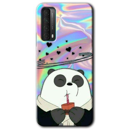 MRCİLETİSİM Huawei P Smart 2021 Kılıf HD Desen Baskılı Arka Kapak + Temperli Cam - Milkshake Panda