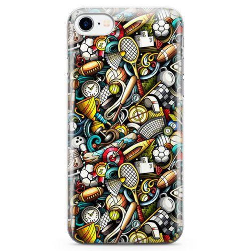 Apple iPhone 7 Kılıf Sporcu Doodle Arka Kapak Koruma Desenli Full Koruyucu