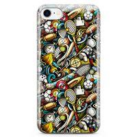 Apple iPhone 7 Kılıf Sporcu Doodle Arka Kapak Koruma Desenli Full Koruyucu