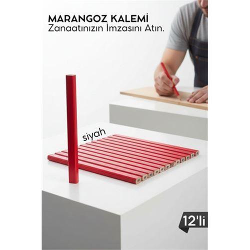 SİYAH 12'Lİ Marangoz Kalemi - Ahşap İşleme Kalemi - Ahşap İşleme İşaretleme Araçları