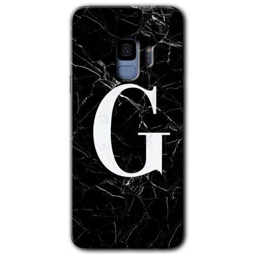 Galaxy S9 Kılıf HD Desen Baskılı Arka Kapak - Siyah Mermer Desenli G Harfi