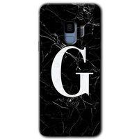 Galaxy S9 Kılıf HD Desen Baskılı Arka Kapak - Siyah Mermer Desenli G Harfi