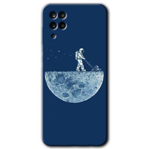 MRCİLETİSİM Samsung Galaxy M12 Kılıf HD Desen Baskılı Arka Kapak + Temperli Cam - Uzay İşçisi