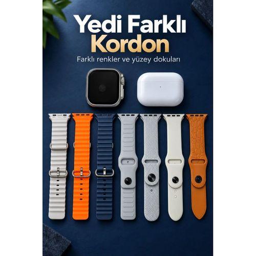 Akıllı Saat Bluetooth Aramalı Ve 7 Kordonlu Set
