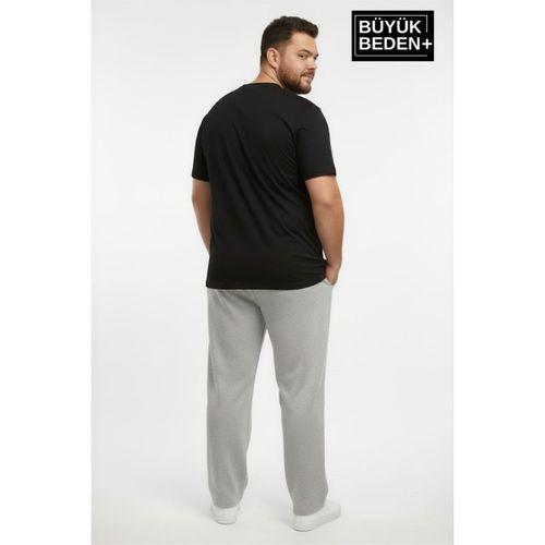 Erkek Büyük Beden New York Baskılı Rahat Kesim Paça Reçme ince Eşofman Altı SPR26EA952-5