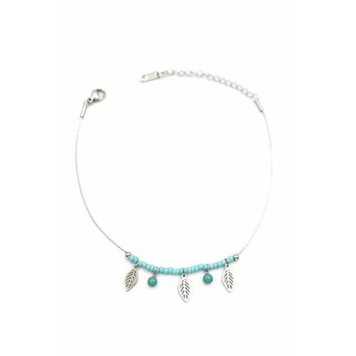 Boncuklu Yonca Halhal - Gümüş