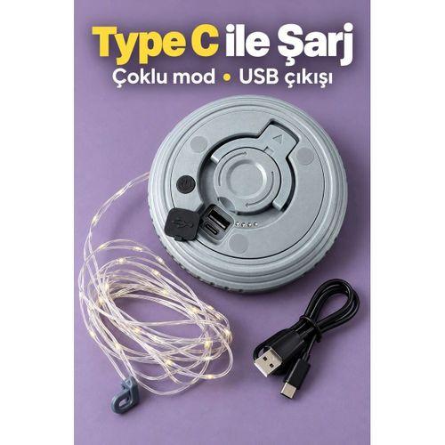 Led Şeritli Kamp Işığı Type C Şarj Girişli