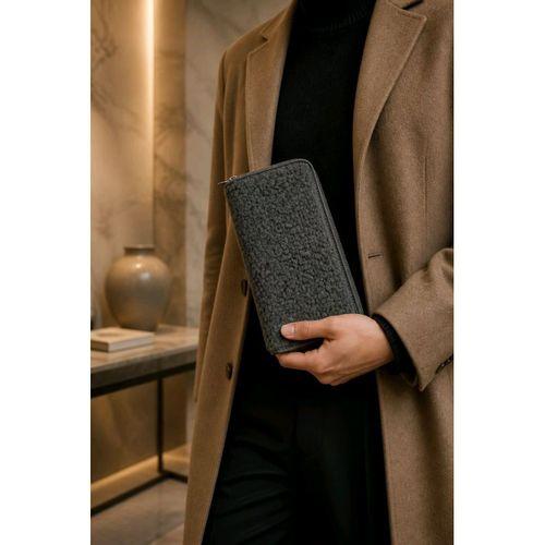 Monalisa Home Antrasit Peluş Tasarım Fermuarlı Cüzdan