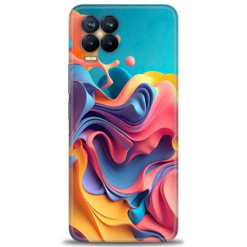 Realme 8 Pro Kılıf HD Baskılı Kılıf - Renkli Su + Tam Ekran Koruyucu