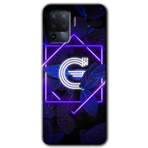 OPPO Oppo Reno 5 Lite Kılıf HD Desen Baskılı Arka Kapak - Dark Neon Yaprak G Harfi
