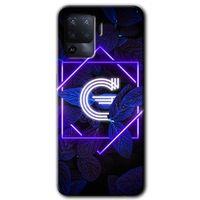 OPPO Oppo Reno 5 Lite Kılıf HD Desen Baskılı Arka Kapak - Dark Neon Yaprak G Harfi
