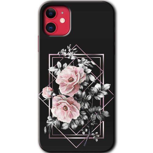 iPhone 11 Kılıf HD Desen Baskılı Arka Kapak + Temperli Cam - Retro Çiçek 1