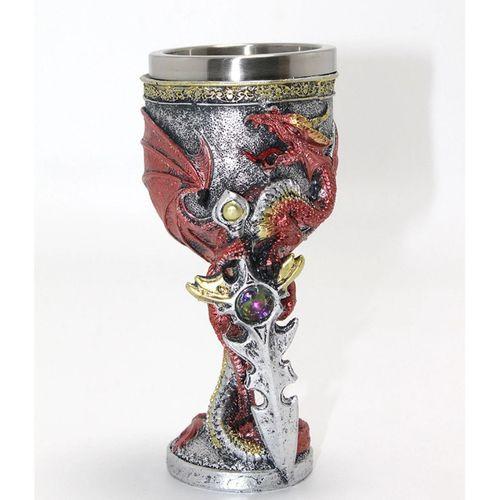 Ejderha Ve Kılıç Temalı 3d Kabartmalı Çelik Kadeh Bardak