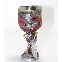 Ejderha Ve Kılıç Temalı 3d Kabartmalı Çelik Kadeh Bardak