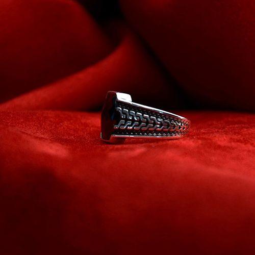 Fasetli Opsidyen Taşlı Gece Sancaktarı Yüzük