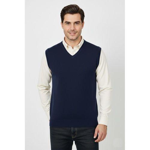 Erkek V Yaka Süveter Çelik Örgü Regular Kalıp BGL-ST04839