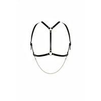 Siyah Göğüs Harness Zincir Detaylı Suni Deri Ayarlanabilir - Brf1185