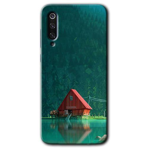 Xiaomi Mi 9 Kılıf Baskılı Kapak - House In Woods + 5D Tam Kaplayan Cam