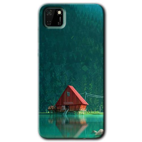 Potkal Hediye Fabrikası Huawei Y5P HD Baskılı Kılıf + 9D Tam Ekran Koruyucu - House In Woods