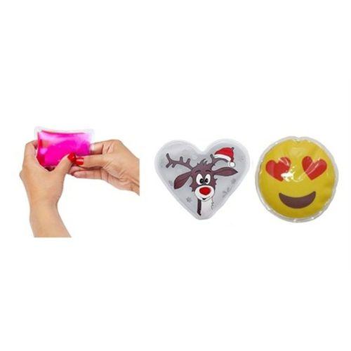 Kalp Emoji Beyaz Geyik Cep Sobası,El Isıtıcı,2 Adet Sıcak Su Torbası Pvc 9Cm