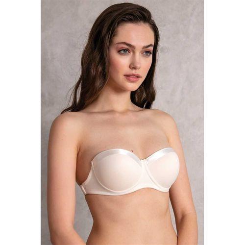 Kadın Balenli Destekli Dolgulu Askısız Straplez Sırtı Şeffaf Sırt Dekoltesi Sütyeni