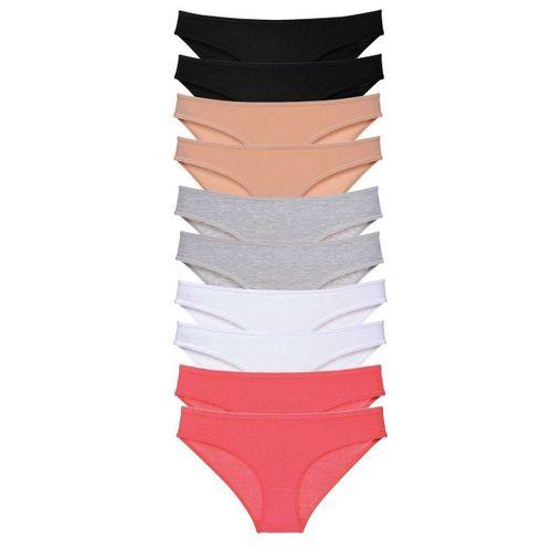 10 Adet Süper Eko Set Likralı Kadın Slip Külot Siyah Ten Gri Beyaz Fuşya