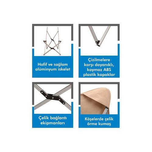 Box&Box Alüminyum Katlanabilir Kamp Sandalyesi, Piknik Sandalyesi, Taşıma Çantalı, Kumaş, Krem