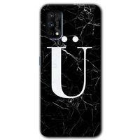 Realme 7 Pro Kılıf HD Desen Baskılı Arka Kapak - Siyah Mermer Desenli Ü Harfi