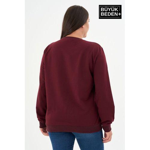 Kadın Büyük Beden Bisiklet Yaka İnce Sweatshirt – Regular Fit %64 Pamuklu SPR26BSWk956