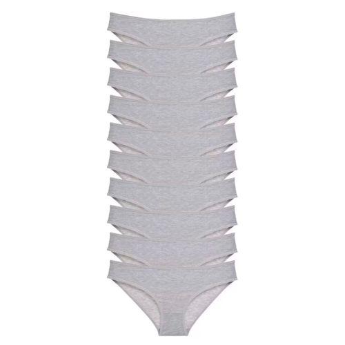 10 Adet Süper Eko Set Likralı Kadın Slip Külot Gri