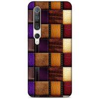 Xiaomi Mi 10 Pro Kılıf Patchwork (13) Silikon Kap Mor Turuncu