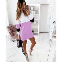 Lucky Life Kadın Uzun Kollu Bisiklet Yaka Iki Iplik Kumaş Mini Elbise