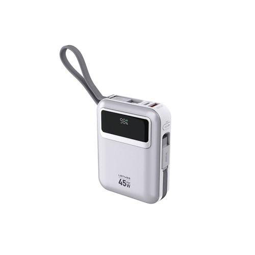 Lenyes C04-A Dijital LED Göstergeli Type-C ve Lightning Kablolu Powerbank 45W 5000mAh