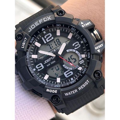 Joefox Digital Ve Analog 2 Yıl Garantili Kronmetre+Takvim+Alarm+Aydınlatma Erkek Kol Saati JOE.BK03