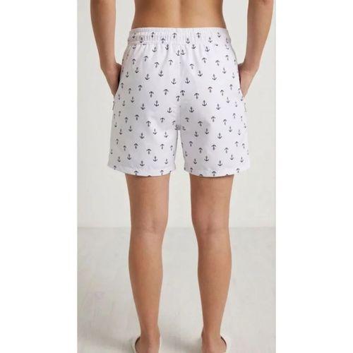 Deniz Şortu Fermuarlı Cepli File Astarlı Hızlı Kuruyan Premium - Beyaz