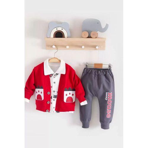 Mause Gömlek Yakalı 3'lü Erkek Bebek Takımı
