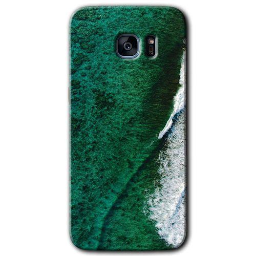 Samsung Galaxy S7 Edge HD Baskılı Kılıf + 9D Tam Ekran Koruyucu - Yeşil Okyanus